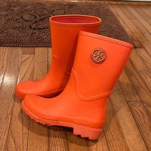Orange Tory Burch Rainboots